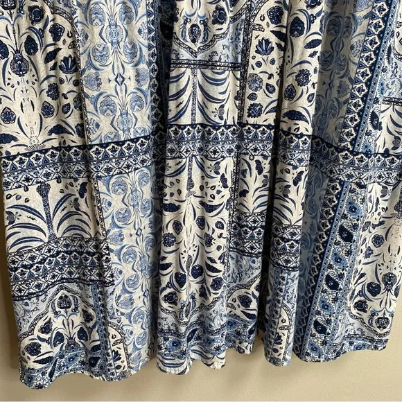 Old Navy Blue Paisley Print Waist-Defined Smocked Midi Dress Size XL Petite - Picture 9 of 15